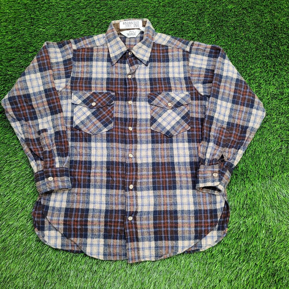 Vintage 90s Woolrich Shadow Plaid Button Shirt Medium 20x29 Flannel